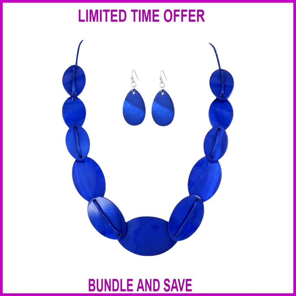Large Chunky Geometric Statement Necklace Earring… - image 1